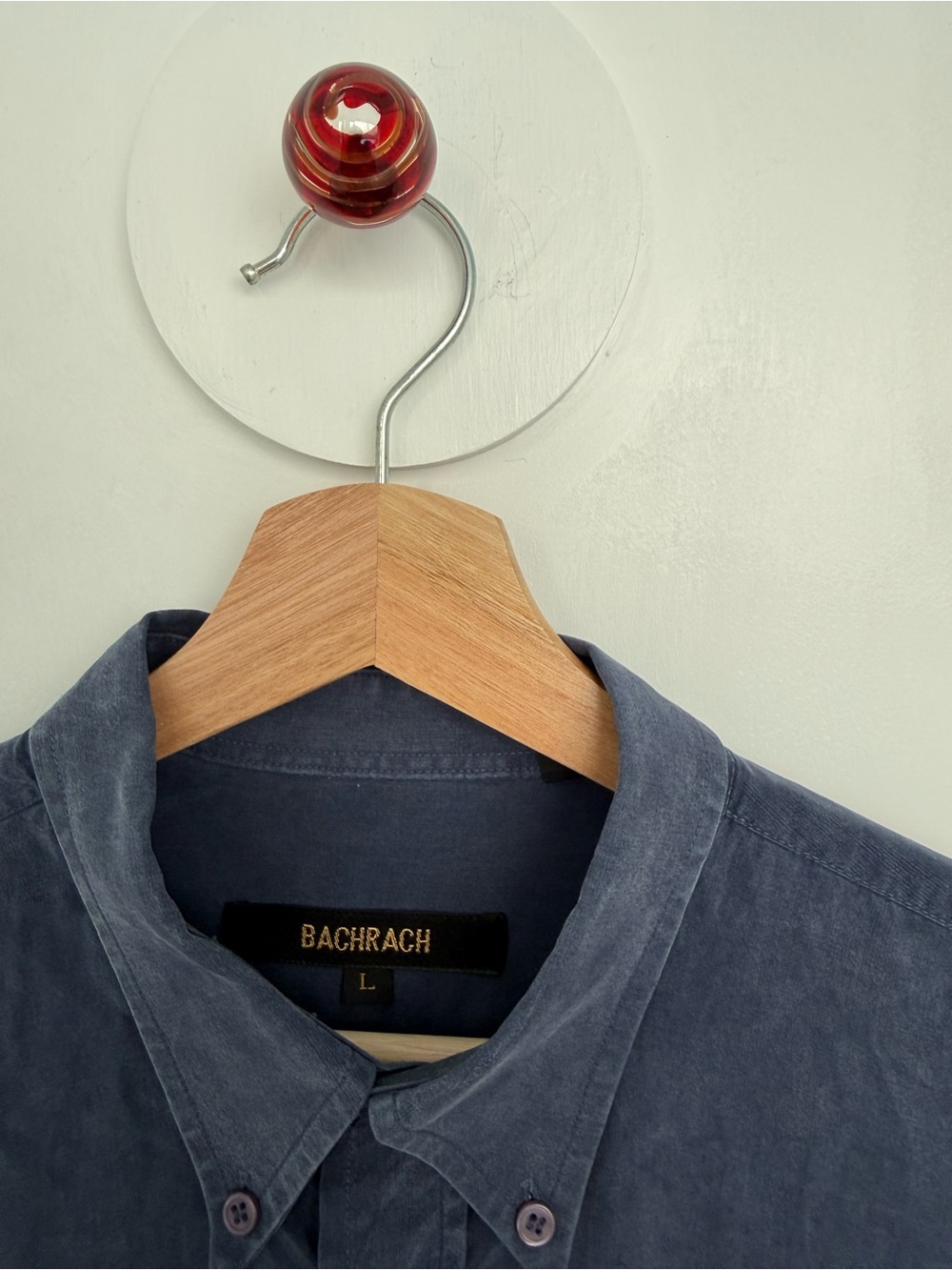 Bachrach Men's Slate Blue 100% Tencel Long Sleeve Button-Down Shirt Size Large L